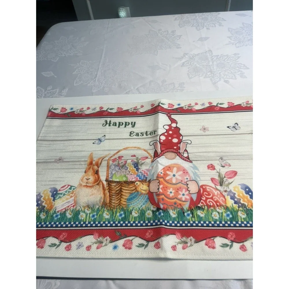 NWT - Set of 4 Placemats Spring Easter Floral Easter Bunny